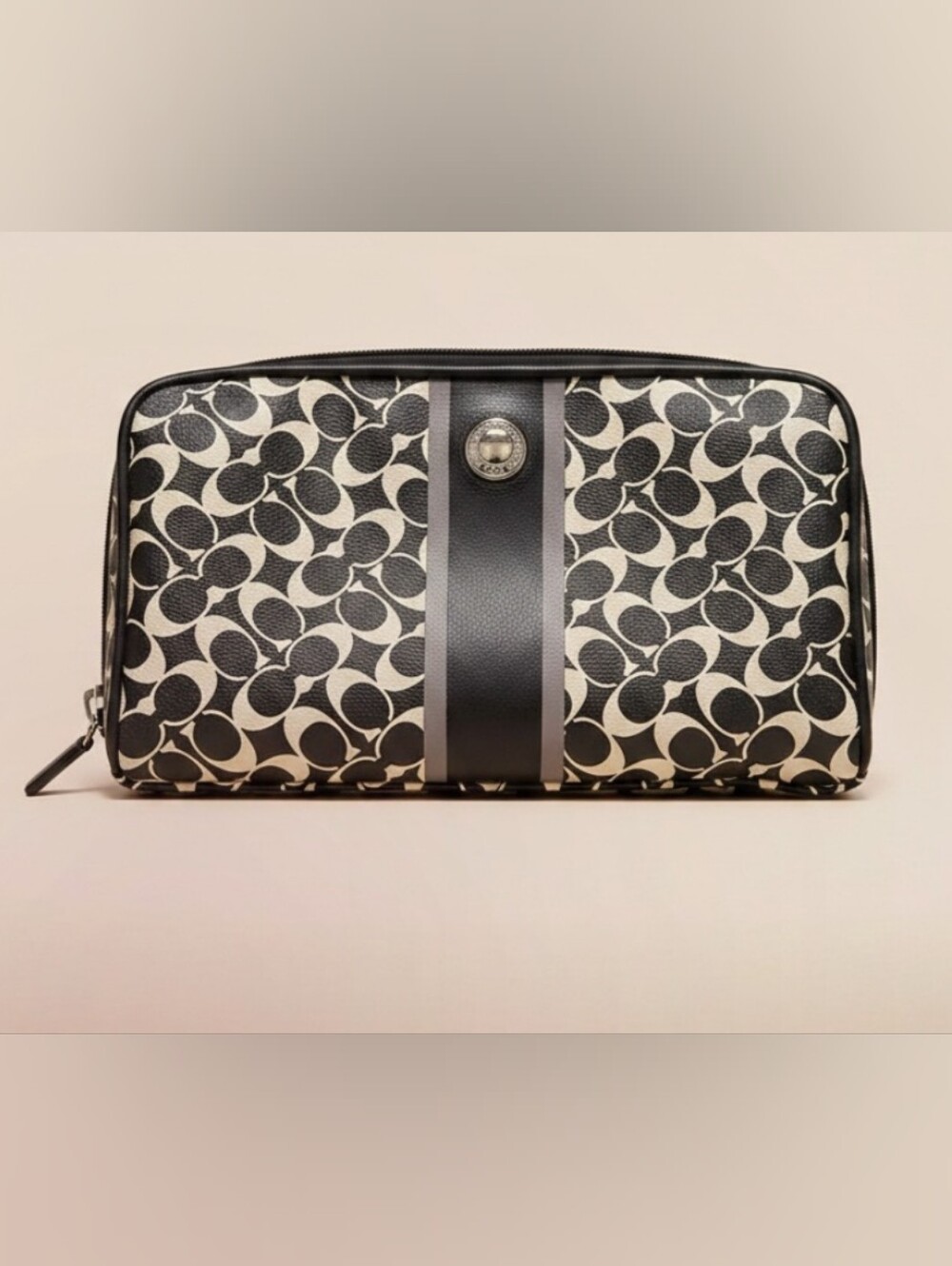 Coach Black & Cream Signature Cosmetic Case